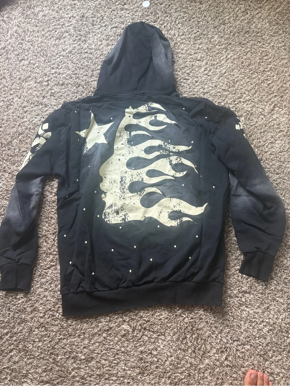 Kids Black Hellstar Graphic Hooded Puffer Jacket